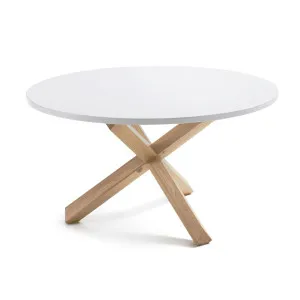 Lotus table in white with solid oak legs, Ø 120 cm by Kave Home, a Dining Tables for sale on Style Sourcebook