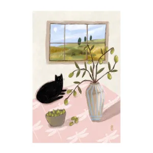 A Cat And Olives , By Lia Nell by Gioia Wall Art, a Prints for sale on Style Sourcebook