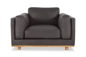 Nevada Leather Modern Armchair, Graphite, by Lounge Lovers by Lounge Lovers, a Chairs for sale on Style Sourcebook