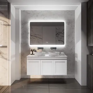 Riva Miami Matte White 1200mm Double Bowl Wall Hung Vanity by Riva, a Vanities for sale on Style Sourcebook