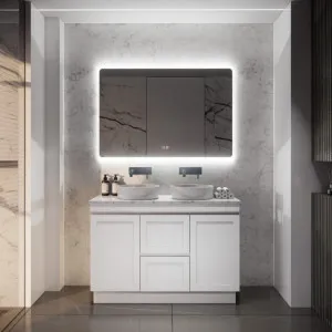 Riva Miami Matte White 1200mm Double Bowl Floor Standing Vanity by Riva, a Vanities for sale on Style Sourcebook