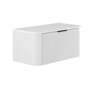 Minka Curved Satin White 900 Wall Hung Cabinet by Fienza, a Vanities for sale on Style Sourcebook