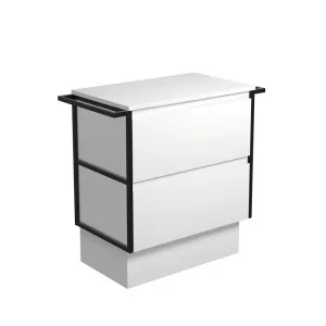 Amato Satin White 750 Cabinet on Kickboard, Matte Black Towel Rails by Fienza, a Vanities for sale on Style Sourcebook