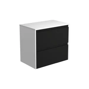 Amato Satin Black 750 Wall-Hung Cabinet, Satin White Panels by Fienza, a Vanities for sale on Style Sourcebook