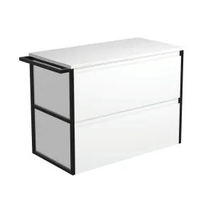 Amato Satin White 900 Wall-Hung Cabinet, 1 Frame & 1 Towel Rail by Fienza, a Vanities for sale on Style Sourcebook