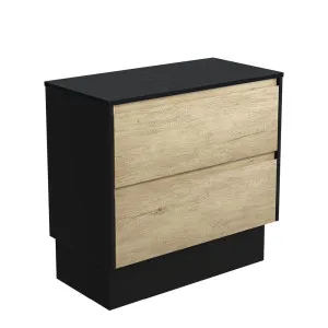 Amato Scandi Oak 900 Cabinet on Kickboard, Satin Black Panels by Fienza, a Vanities for sale on Style Sourcebook