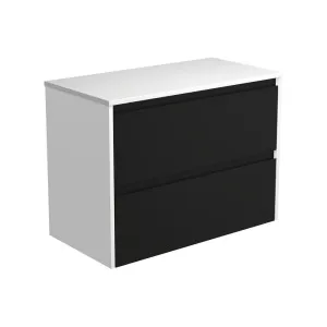 Amato Satin Black 900 Wall-Hung Cabinet, Satin White Panels by Fienza, a Vanities for sale on Style Sourcebook