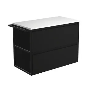 Amato Satin Black 900 Wall-Hung Cabinet, 1 Frame & 1 Towel Rail by Fienza, a Vanities for sale on Style Sourcebook