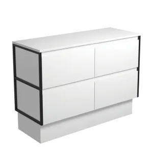 Amato Satin White 1200 Cabinet on Kickboard, Matte Black Frames by Fienza, a Vanities for sale on Style Sourcebook