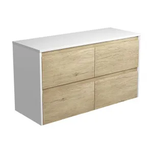 Amato Scandi Oak 1200 Wall-Hung Cabinet, Satin White Panels by Fienza, a Vanities for sale on Style Sourcebook