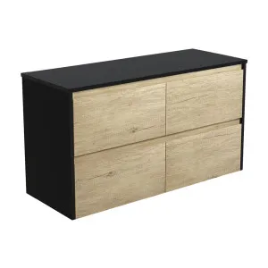 Amato Scandi Oak 1200 Wall-Hung Cabinet, Satin Black Panels by Fienza, a Vanities for sale on Style Sourcebook