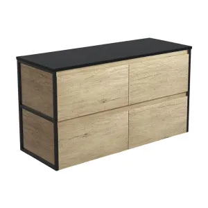 Amato Scandi Oak 1200 Wall-Hung Cabinet, Matte Black Frames by Fienza, a Vanities for sale on Style Sourcebook