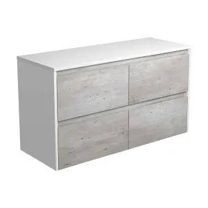 Amato Industrial 1200 Wall-Hung Cabinet, Satin White Panels by Fienza, a Vanities for sale on Style Sourcebook