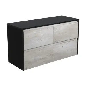 Amato Industrial 1200 Wall-Hung Cabinet, Satin Black Panels by Fienza, a Vanities for sale on Style Sourcebook