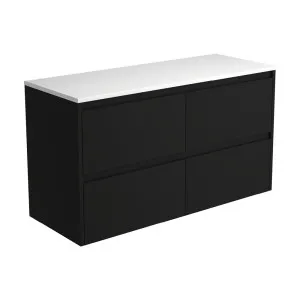 Amato Satin Black 1200 Wall-Hung Cabinet, Satin Black Panels by Fienza, a Vanities for sale on Style Sourcebook