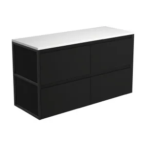 Amato Satin Black 1200 Wall-Hung Cabinet, Matte Black Frames by Fienza, a Vanities for sale on Style Sourcebook