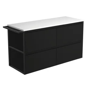 Amato Satin Black 1200 Wall-Hung Cabinet, 1 Frame & 1 Towel Rail by Fienza, a Vanities for sale on Style Sourcebook