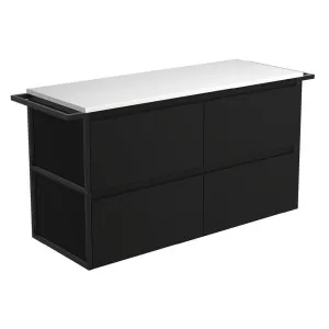 Amato Satin Black 1200 Wall-Hung Cabinet, Matte Black Towel Rails by Fienza, a Vanities for sale on Style Sourcebook