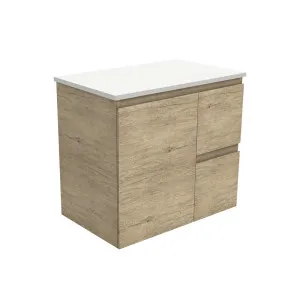 Edge Scandi Oak 750 Wall-Hung Cabinet, Right Hand Drawers by Fienza, a Vanities for sale on Style Sourcebook