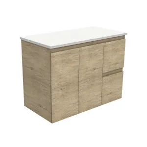 Edge Scandi Oak 900 Wall-Hung Cabinet, Right Hand Drawers by Fienza, a Vanities for sale on Style Sourcebook