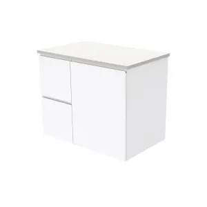 Fingerpull Gloss White 750 Wall-Hung Cabinet, Left Hand Drawers by Fienza, a Vanities for sale on Style Sourcebook