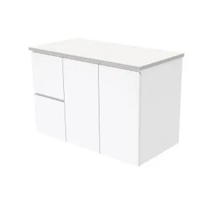 Fingerpull Gloss White 900 Wall-Hung Cabinet, Left Hand Drawers by Fienza, a Vanities for sale on Style Sourcebook