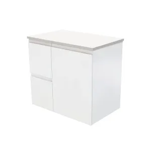 Fingerpull Satin White 750 Wall-Hung Cabinet, Left Hand Drawers by Fienza, a Vanities for sale on Style Sourcebook