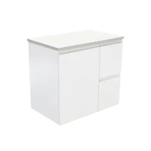 Fingerpull Satin White 750 Wall-Hung Cabinet, Right Hand Drawers by Fienza, a Vanities for sale on Style Sourcebook