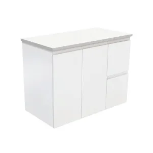 Fingerpull Satin White 900 Wall-Hung Cabinet, Right Hand Drawers by Fienza, a Vanities for sale on Style Sourcebook