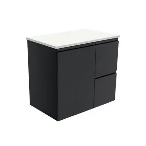 Fingerpull Satin Black 750 Wall-Hung Cabinet, Right Hand Drawers by Fienza, a Vanities for sale on Style Sourcebook