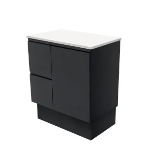 Fingerpull Satin Black 750 Cabinet on Kickboard, Left Hand Drawers by Fienza, a Vanities for sale on Style Sourcebook