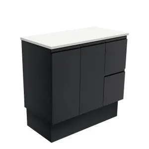 Fingerpull Satin Black 900 Cabinet on Kickboard, Right Hand Drawers by Fienza, a Vanities for sale on Style Sourcebook