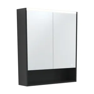 750 LED Mirror Cabinet with Display Shelf, Satin Black by Fienza, a Illuminated Mirrors for sale on Style Sourcebook