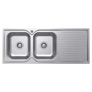 Tiva 1180 Double Kitchen Sink with Drainer, Left Bowl by Fienza, a Kitchen Sinks for sale on Style Sourcebook