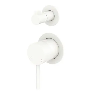 Kaya Wall Diverter Mixer, Small Round Plates, Matte White by Fienza, a Shower Heads & Mixers for sale on Style Sourcebook