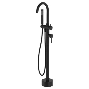 Kaya Floor Mounted Bath Mixer With Hand Shower, Matte Black by Fienza, a Bathroom Taps & Mixers for sale on Style Sourcebook