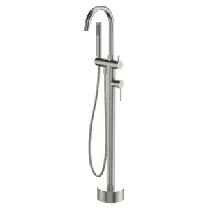 Kaya Floor Mounted Bath Mixer With Hand Shower, Brushed Nickel by Fienza, a Bathroom Taps & Mixers for sale on Style Sourcebook