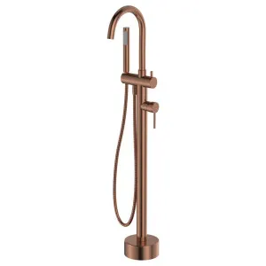 Kaya Floor Mounted Bath Mixer With Hand Shower, Brushed Copper by Fienza, a Bathroom Taps & Mixers for sale on Style Sourcebook