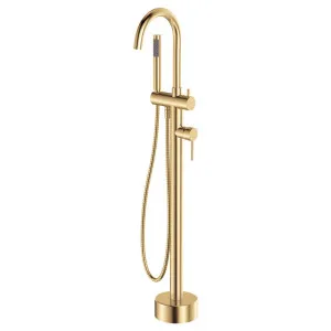 Kaya Floor Mounted Bath Mixer With Hand Shower, Urban Brass by Fienza, a Bathroom Taps & Mixers for sale on Style Sourcebook