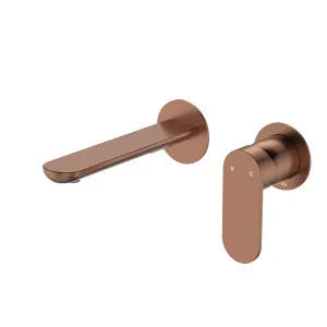 Empire Slim Basin/Bath Wall Mixer Set, Round Plates, 160mm Outlet, Brushed Copper by Fienza, a Bathroom Taps & Mixers for sale on Style Sourcebook