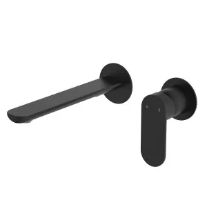 Empire Slim Basin/Bath Wall Mixer Set, Round Plates, 200mm Outlet, Matte Black by Fienza, a Bathroom Taps & Mixers for sale on Style Sourcebook