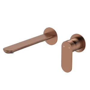 Empire Slim Basin/Bath Wall Mixer Set, Round Plates, 200mm Outlet, Brushed Copper by Fienza, a Bathroom Taps & Mixers for sale on Style Sourcebook