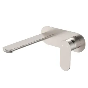 Empire Slim Basin/Bath Wall Mixer Set, Oval Plate, 200mm Outlet, Brushed Nickel by Fienza, a Bathroom Taps & Mixers for sale on Style Sourcebook