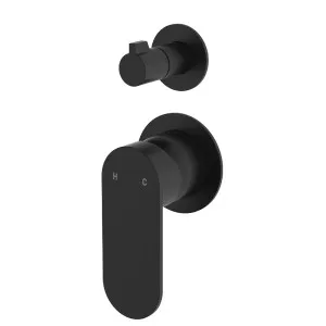 Empire Slim Wall Diverter Mixer, Small Round Plates, Vertical, Matte Black by Fienza, a Shower Heads & Mixers for sale on Style Sourcebook