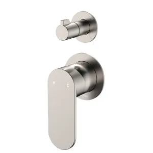 Empire Slim Wall Diverter Mixer, Small Round Plates, Vertical, Brushed Nickel by Fienza, a Shower Heads & Mixers for sale on Style Sourcebook