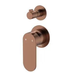 Empire Slim Wall Diverter Mixer, Small Round Plates, Vertical, Brushed Copper by Fienza, a Shower Heads & Mixers for sale on Style Sourcebook