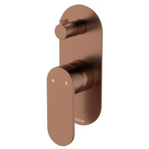 Empire Slim Wall Diverter Mixer, Large Oval Plate, Vertical, Brushed Copper by Fienza, a Shower Heads & Mixers for sale on Style Sourcebook