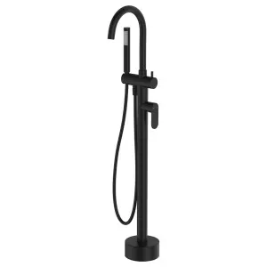 Empire Slim Floor Mounted Bath Mixer with Hand Shower, Matte Black by Fienza, a Bathroom Taps & Mixers for sale on Style Sourcebook