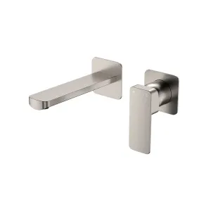 Tono Basin/Bath Wall Mixer Set, Square Plates, 160mm Outlet, Brushed Nickel by Fienza, a Bathroom Taps & Mixers for sale on Style Sourcebook