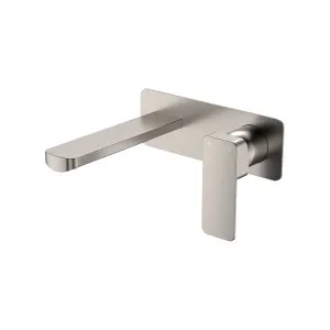 Tono Basin/Bath Wall Mixer Set, Rectangular Plate, 160mm Outlet, Brushed Nickel by Fienza, a Bathroom Taps & Mixers for sale on Style Sourcebook